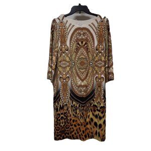 CHICO's Stretchable Jewel Leopard Print 3/4 Sleeve size 1/Medium